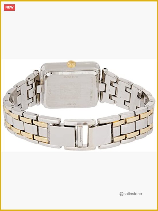 DMQ Square Watch Womens 28mm Silver Tone Crystals Tan  Women\'s Dress Watch with Crystal Accents & Leather Strap
